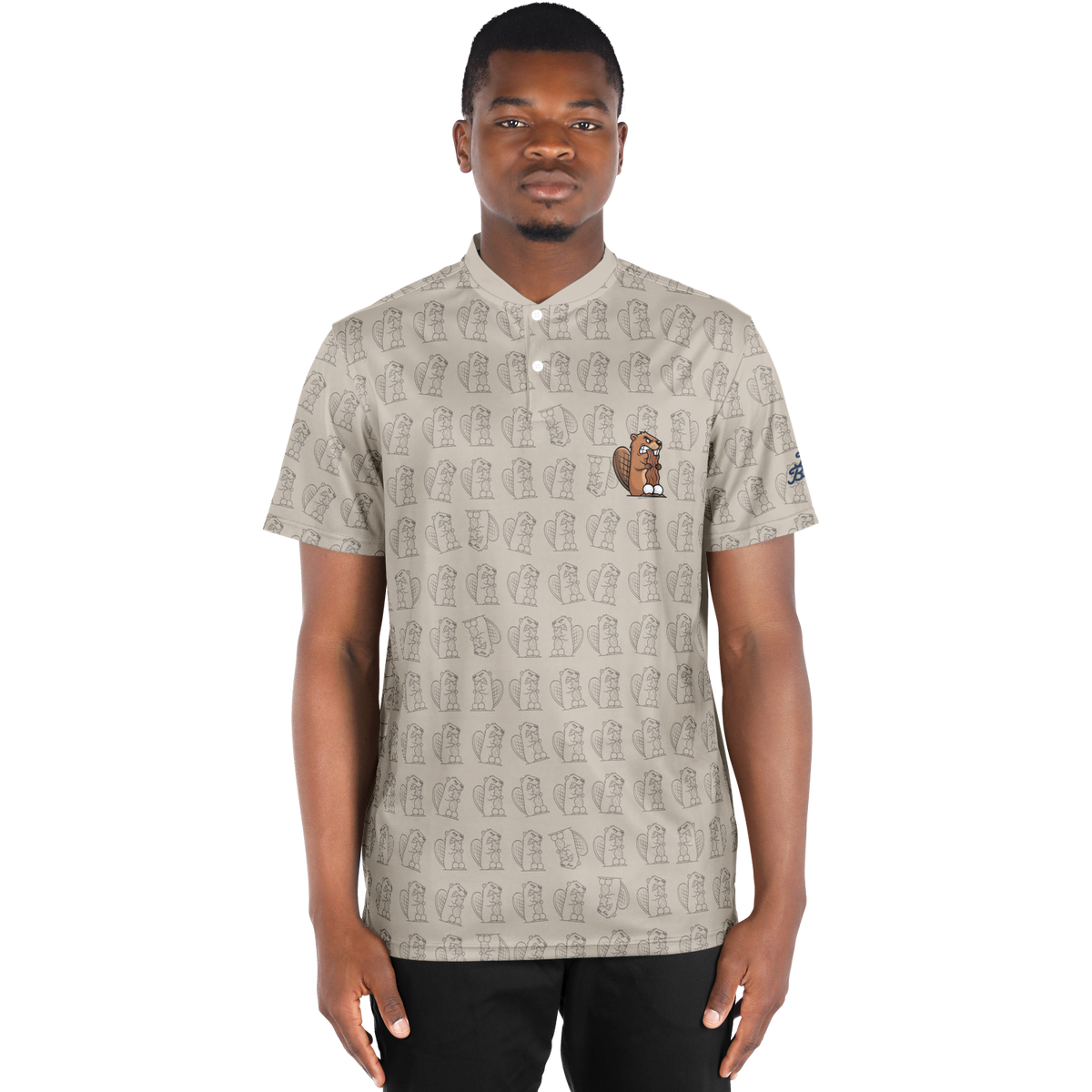 The Bad Beaver "Pattern Play" Blade Collar Polo Shirt